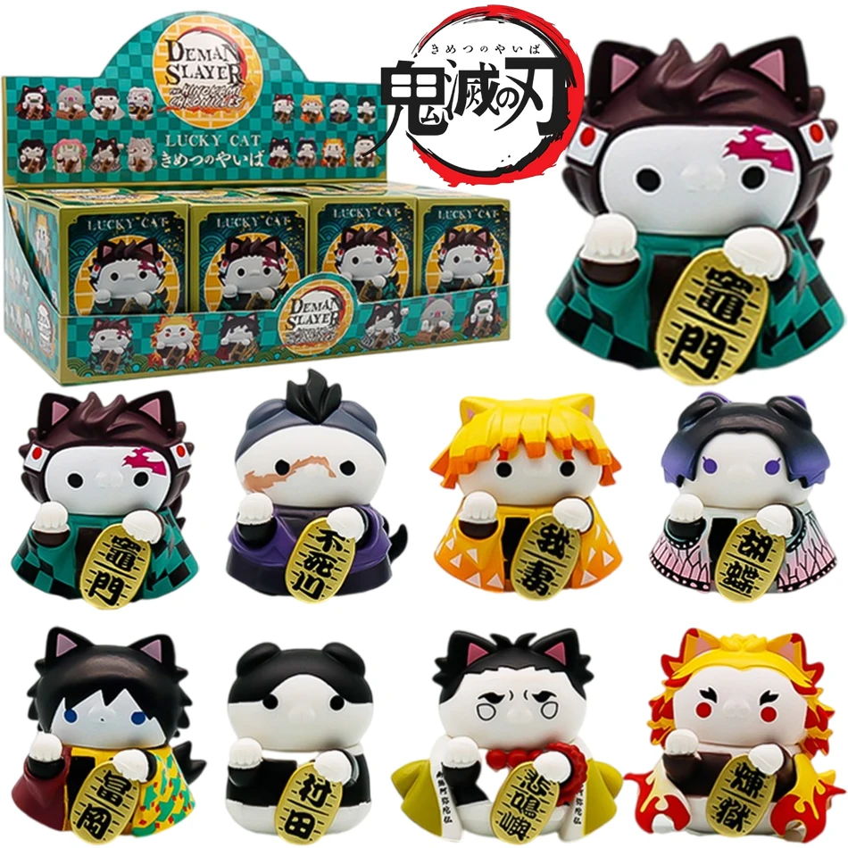 

8pcs Demon Slayer Lucky Cat series Tanjiro Kamado Nezuko figure blind box creative personalized model ornament surprise gift box