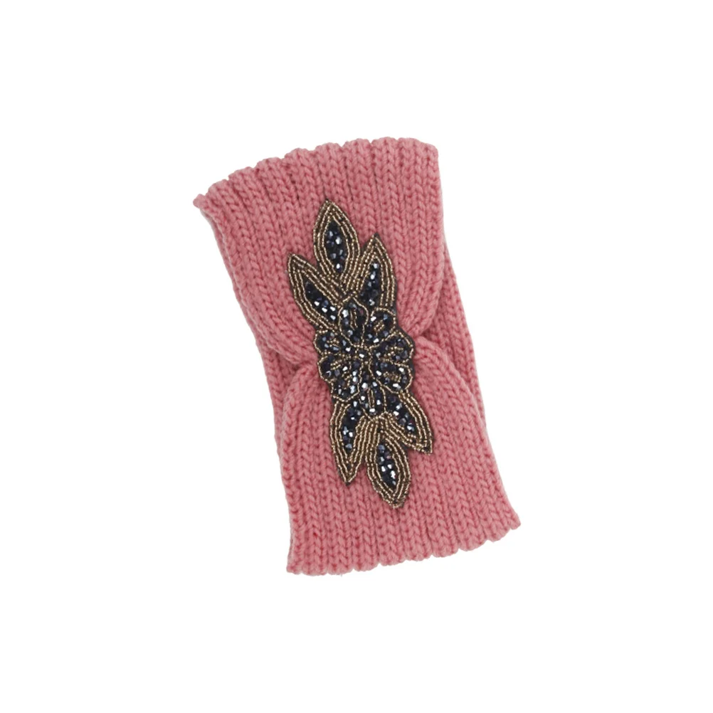 

Knitted Headband Woolen Yarn Hair Hoops Winter Warm Breathable Headwrap Flower Pattern Minimalist Solid Color Pink Hair