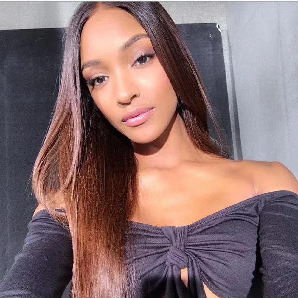 

180Density 26Inch Ombre Brown Silky Straight Lace Front Wig For Women Baby Hair Daily Natural Hairline Preplucked Glueless
