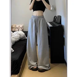 Grey Sweatpants Wide Leg Pants Women Casual Oversize Sports Trousers Korean Fashion Streetwear Vintage Straight Joggers