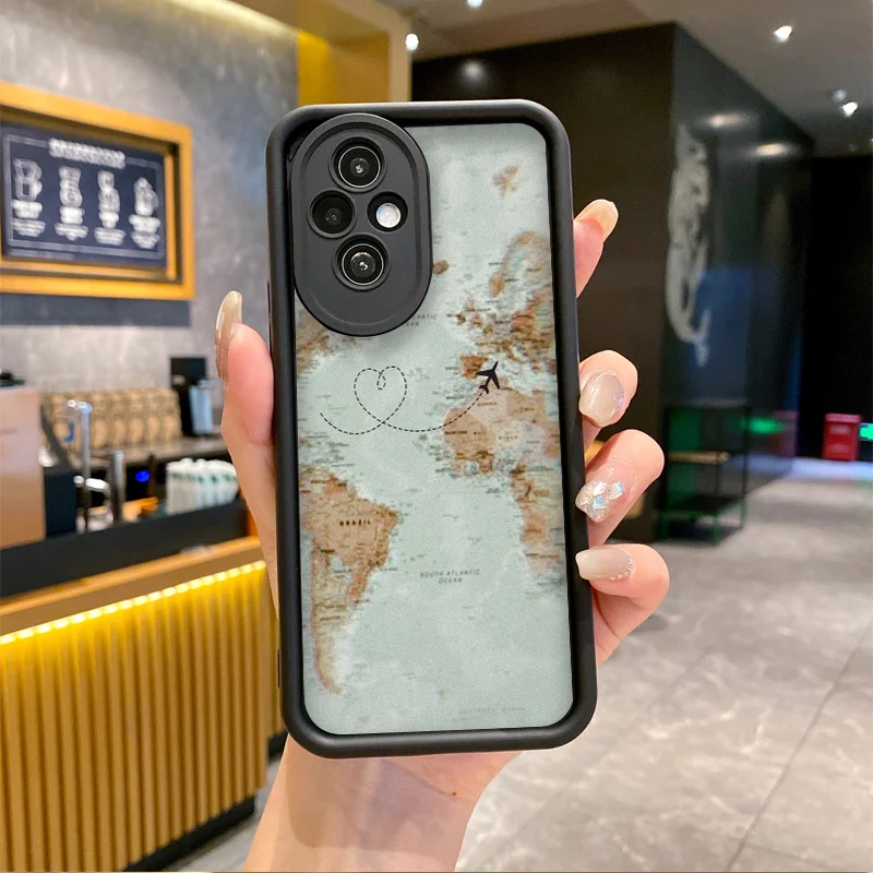 الإبداعية خريطة السفر طائرة نمط زوجين قضية الهاتف لهواوي الشرف 200 400 90 لايت X7 8X X9 برو ماجيك 7 6 5 برو غطاء ناعم