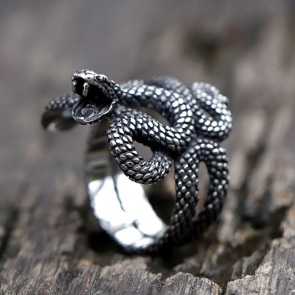NEW Men\'s 316L stainless-steel rings Punk Fashion snake RING for teens animal Jewelry Gift free shipping