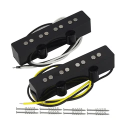 FLEOR Set of Vintage Alnico 5 Bass Pickup Neck & Bridge Pickups Cloth sWiring for 4 String JB Bass Guitar Parts