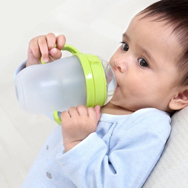 Breastmilk-like Anti-flatulence Silicone Baby Bottle with Handle 150ml/240ml image 6