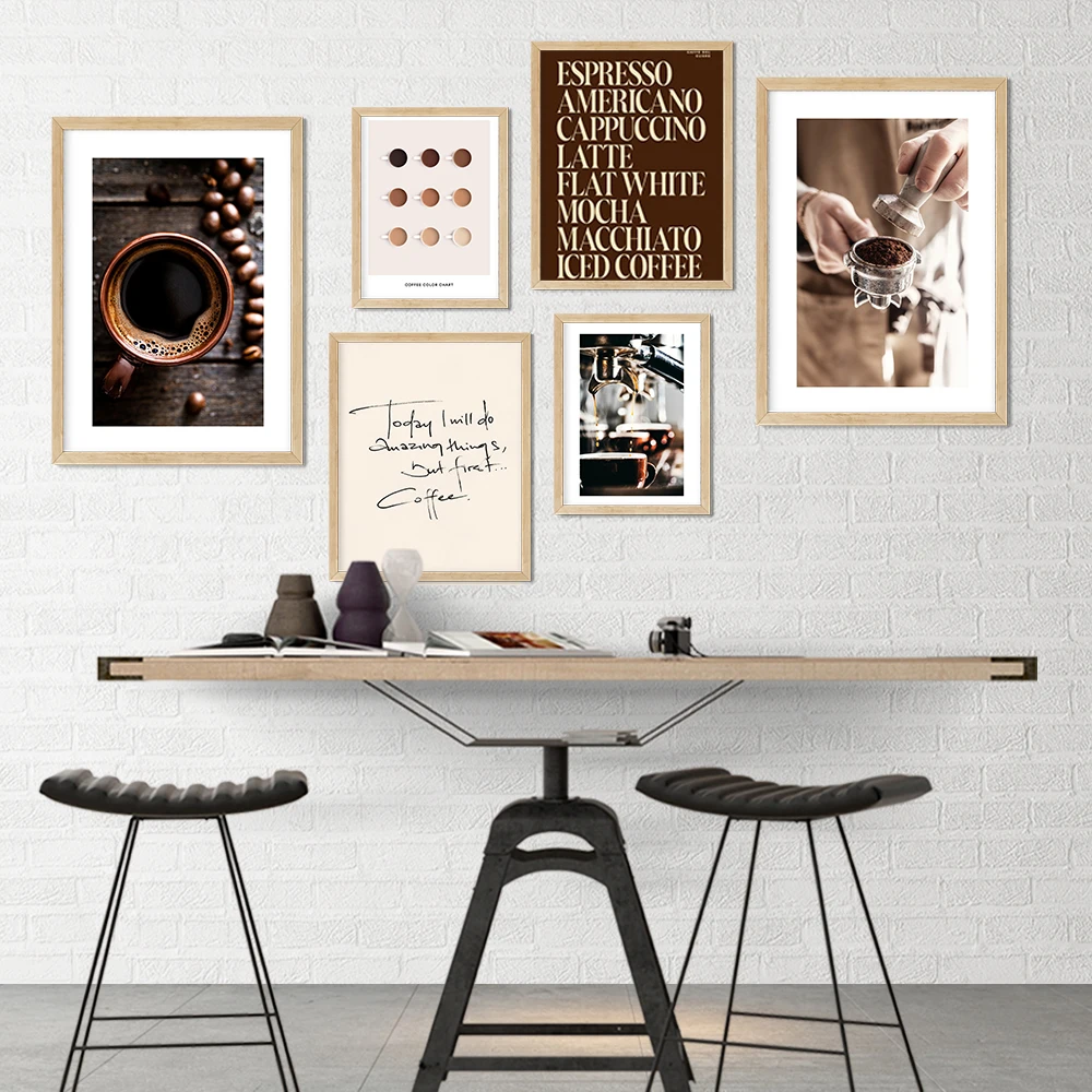 Coffee Color Chart Grounds Espresso Drops Art Poster Canvas Prints Wall Painting Decorative Pictures for Living and Dining Room