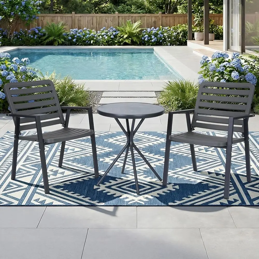 

Grey All-Weather Outdoor Patio Furniture Set for Garden, Balcony, Porch, and Yard
