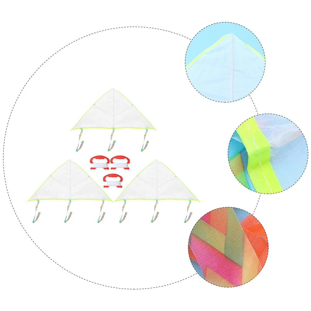 لعبة طائرة ورقية مكونة من 3 مجموعات من الطائرات الورقية المصنوعة من القماش الأبيض الفارغ للأطفال في الهواء الطلق وذيل طويل على الجدران وأعياد الميلاد وأعياد الميلاد ومقاومة للماء