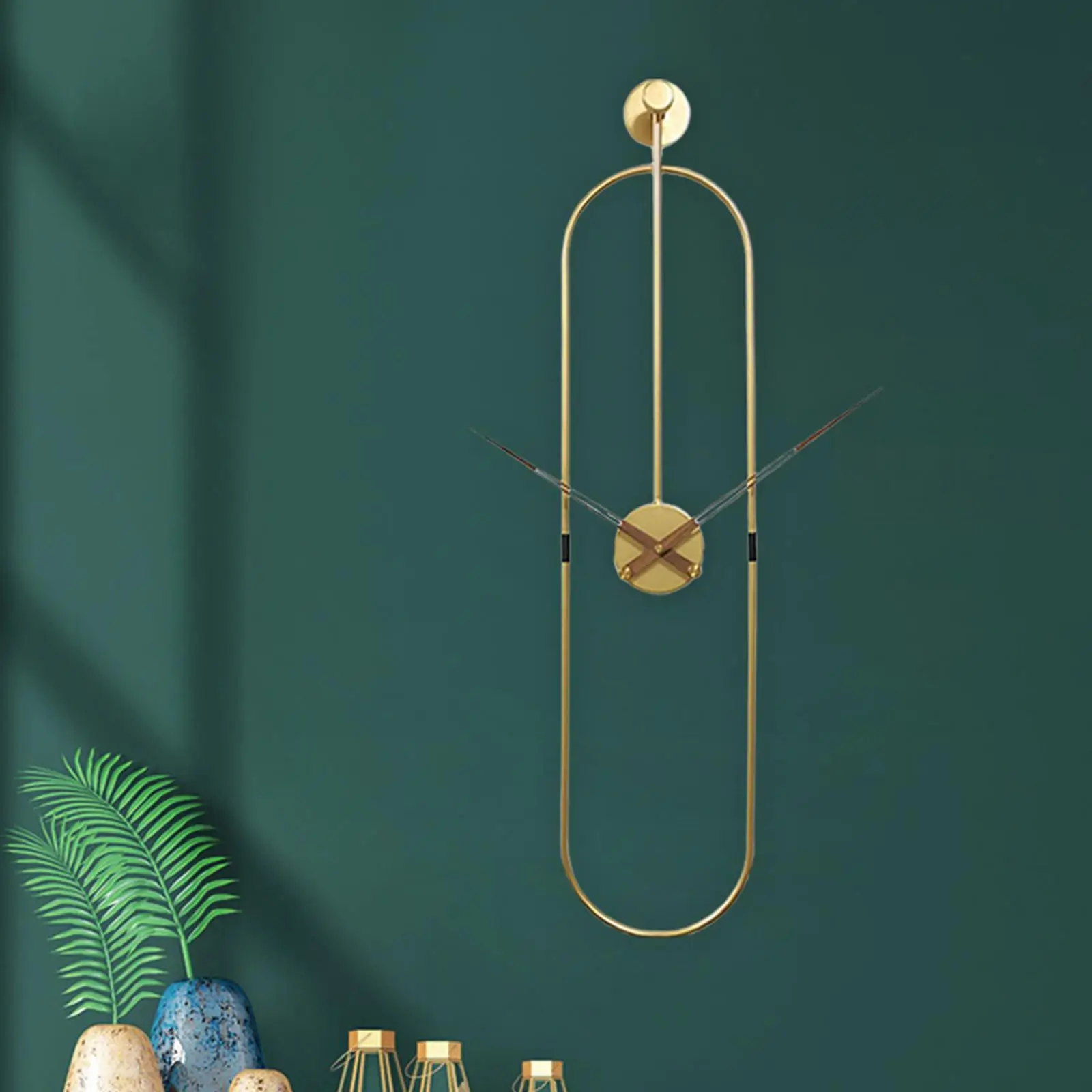 

Hanging Clocks Battery Operated Home Decors Metal Wall Clock Oval Decorative