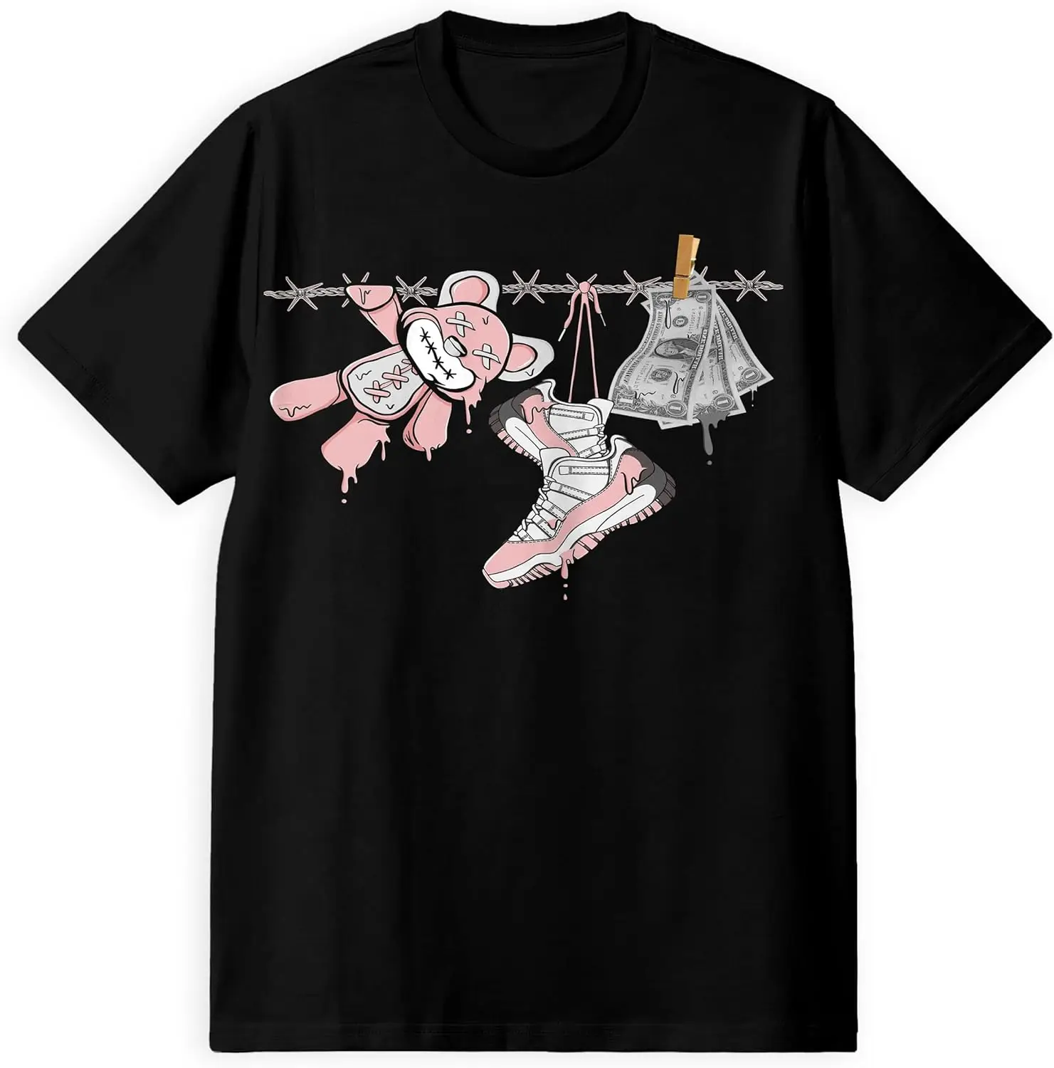 AJ 11 Legend-Camiseta rosa de los 11s, zapatos de goteo, zapatillas de deporte 2D, media, blanca