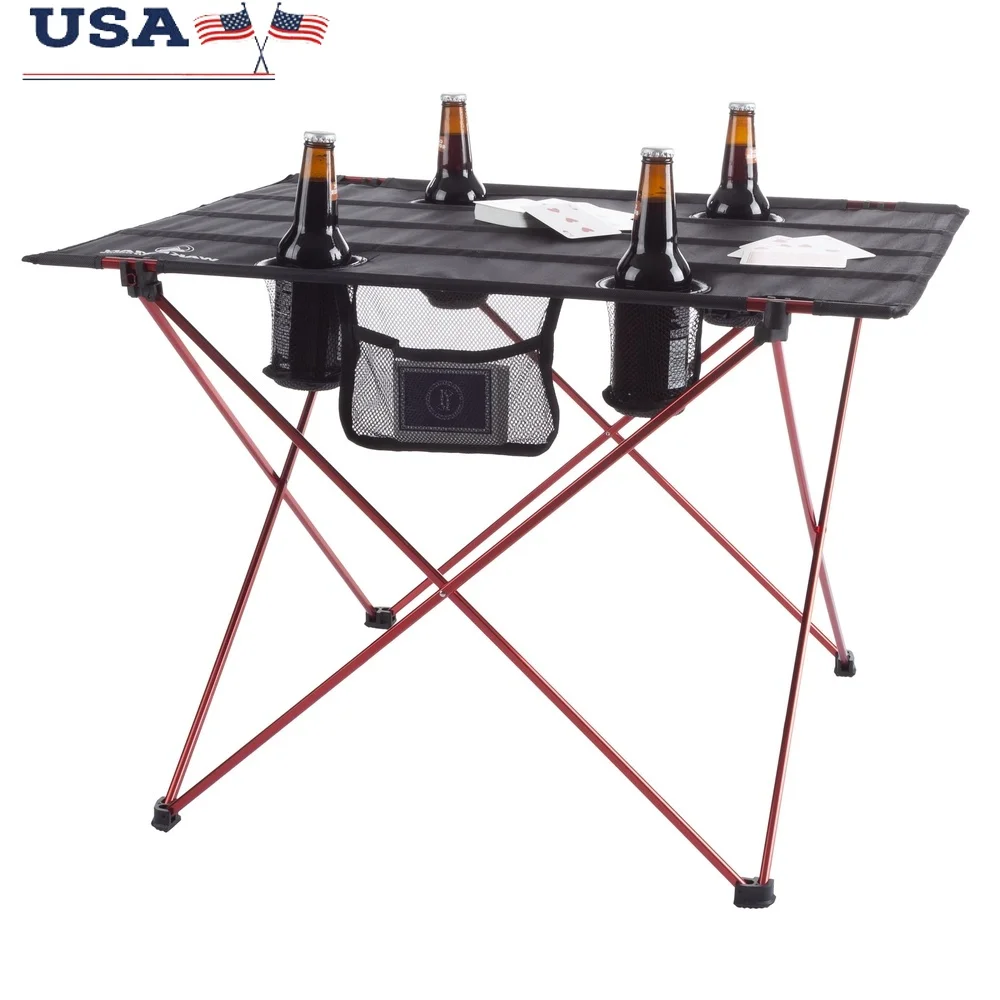 

Folding Camping Table Portable Outdoor Table with Cupholders Lightweight Aluminum Base Easy Setup Carrying Bag Ideal Picnics