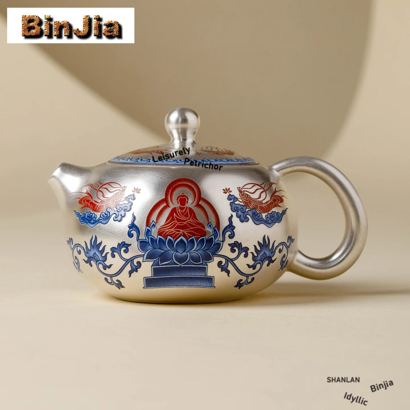 

186 мл позолоченный серебряный Будда сидящий лотос чайник винтажный чайник для заварки чая бытовой чайник с ситечком для коллекции кафе