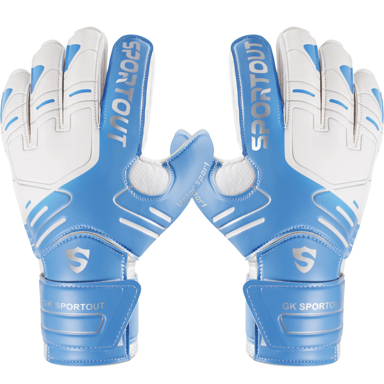 Sportout keepershandschoenen voor jongeren en volwassenen, sterke grip voor de sterkste besparingen, met vingervorm en 4+3 mm latex