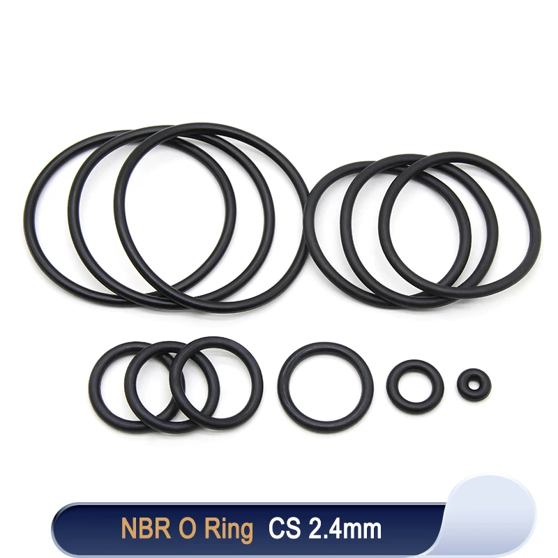 10/50pcs NBR O Ring Gasket Thickness CS 2.4mm OD 6~180mm Nitrile Rubber Round O Type Corrosion Oil Resist Sealing Washer Black