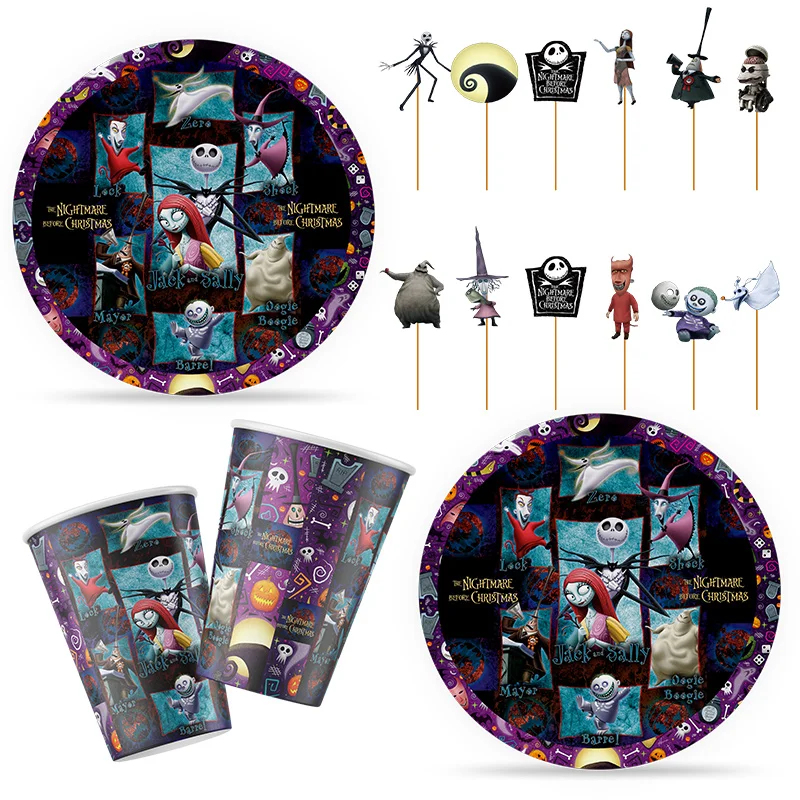 The Nightmare Before Christmas Themed Party Supplies Paper Plates Tablecloth Gift Banner Baptism Parties Birthday Decorations