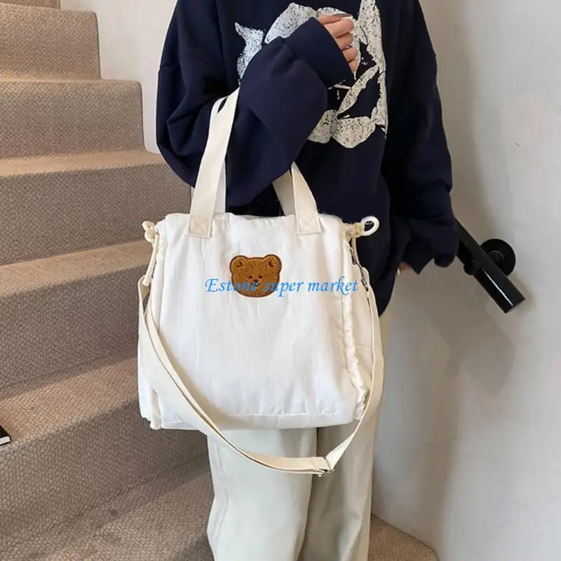 090B Polyester Bear Pattern mom   Bag with USB Charging Port Large for Park Outings