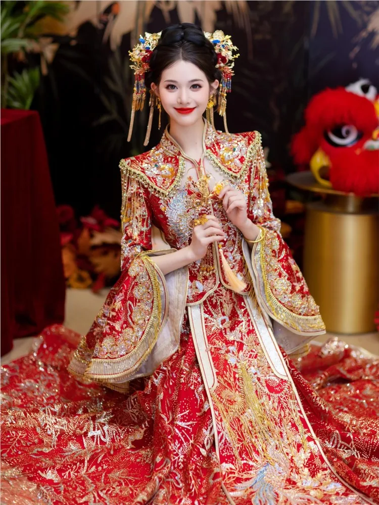 

Новое свадебное платье в китайском стиле для невесты, тостных женщин