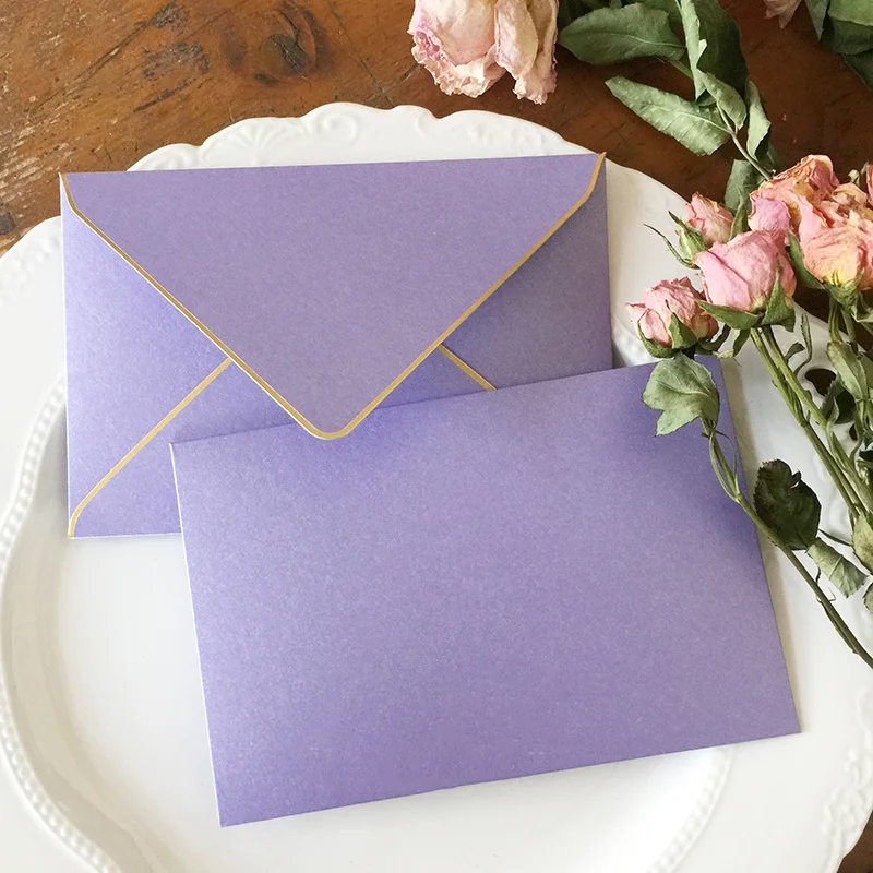 10 pçs/lote Ouro Stamping Envelopes Criativas Bonito Macaron Cor Envelope Envelope Do Convite Do Casamento de Papel Kawaii