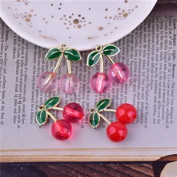 Big Size Cherry 10pcs 22*25mm Cherry Fruit Metal Charms for Earring DIY Fashion Jewelry Accessories