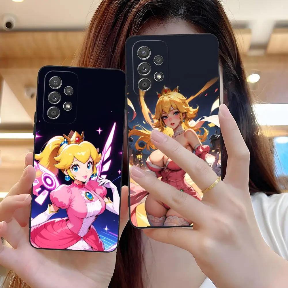 أنيمي الأميرة الخوخ قضية الهاتف المحمول لسامسونج غالاكسي A56 55 54 53 52 51 36 35 34 23 16 15 5 جرام غطاء ملون فاخر جميل