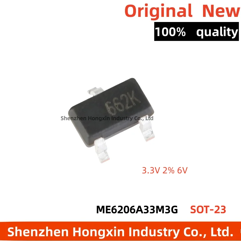 

50 pieces of ME6206A33M3G SOT-23 3.3V 2% 6V low dropout linear regulator chips