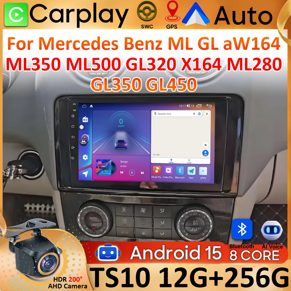

For Mercedes Benz ML GL aW164 ML350 ML500 GL320 X164 ML280 GL350 GL450 Android Auto GPS Navigation Video Carplay Car Radio DVD