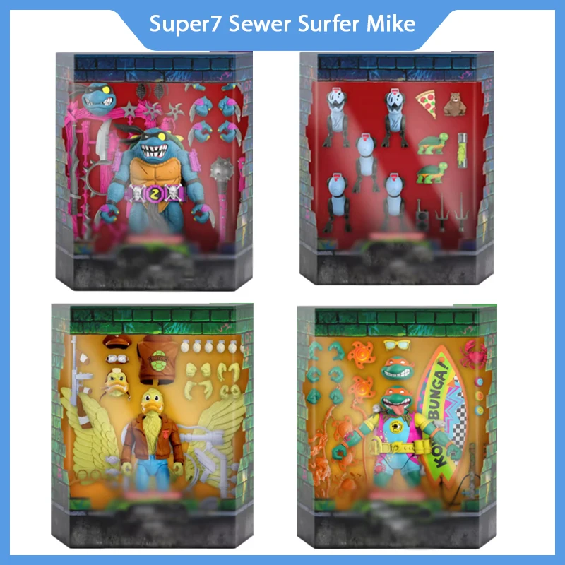 

In Stock Super7 Sewer Surfer Mike Ace Duck Scratch Slash Anime Action Figure Kit Soldiers Collection Model Toy Kid Birthday Gift