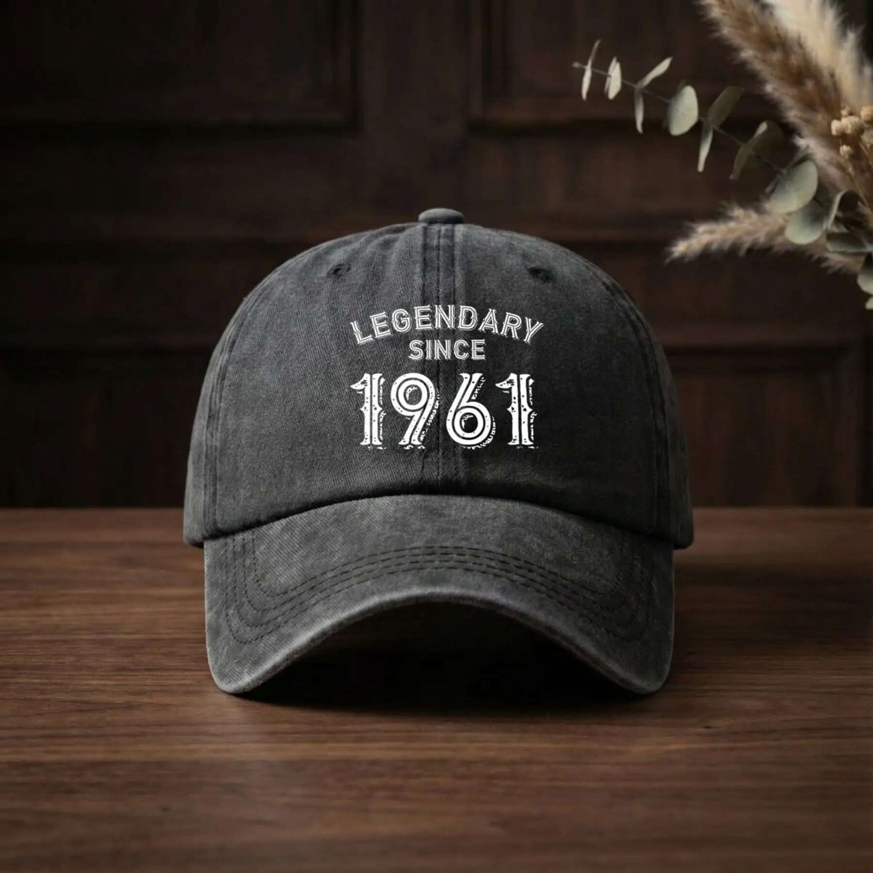 Legendary 1961 Decorative Lettering Graphic | Fashion Baseball Cap, Washed Texture, Unisex, 2026 New Casual Versatile Soft Top D