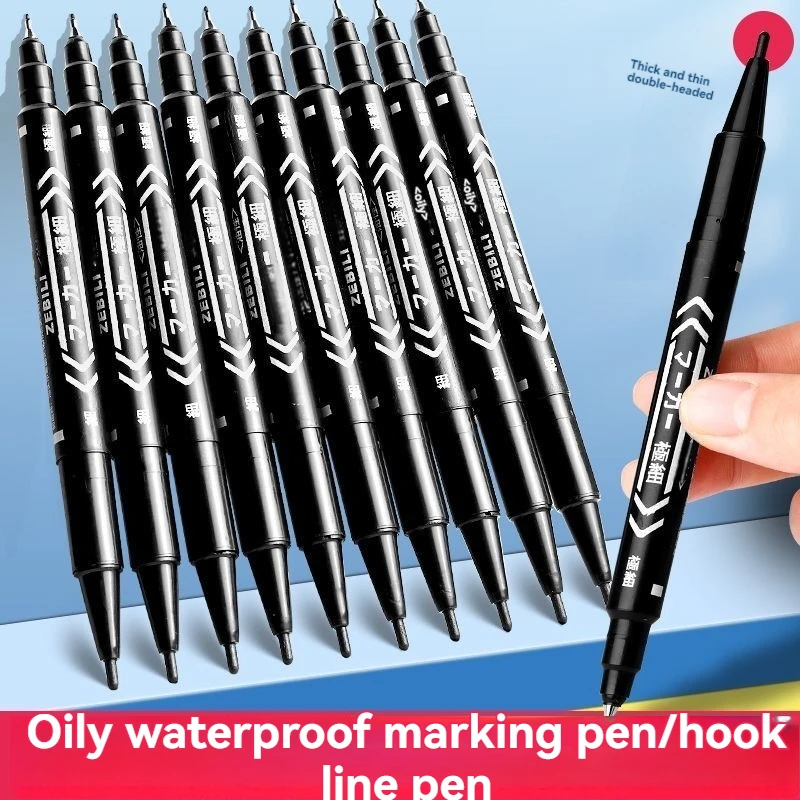 

10Pcs/set Double Tip Art Black Blue ink Permanent Paint Marker Pen for Plastic Wood Stone Metal Glass Doodling Marking Graffiti