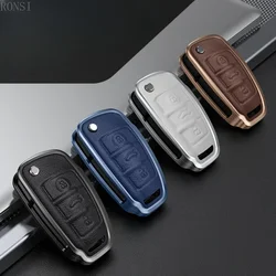 Alloy Leather Car Remote Key Case Cover Protective Shell For Audi C6 R8 A1 A3 Q3 A4 A5 Q5 A6 S6 A7 B6 B7 B8 8P 8V 8L TT RS Sline