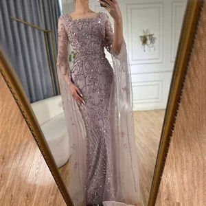 Serene hill 2024 turquesa com manga de capa frisada sereia vestidos de noite para festa de casamento la72400 personalizado 6 principais vendas vestido aquamarine - №1