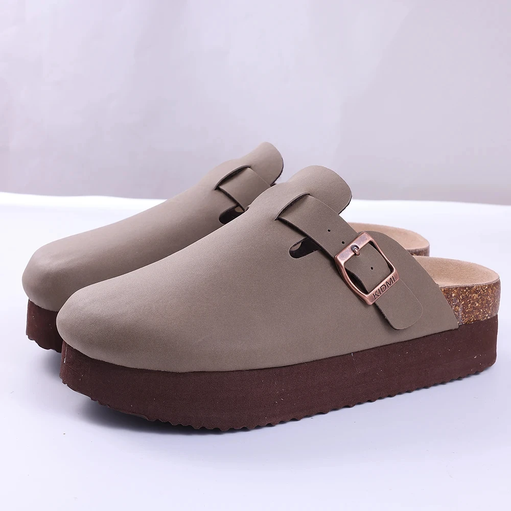 Cresatr Retro Brand Cork Clogs Slippers For Women Men Mules Shoe with Arch Support New Unisex Summer Beach Shoes Suede Sandals