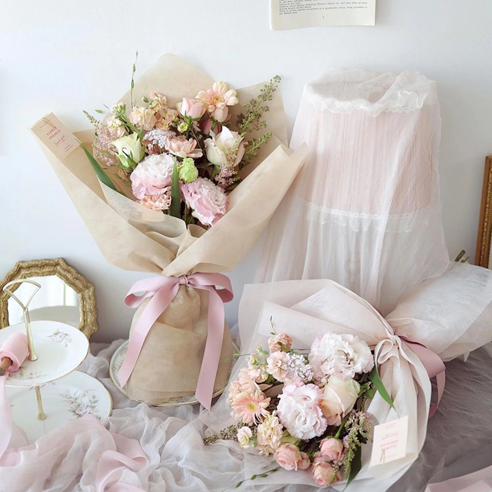 

Flower Wrapping Paper Elegant Bouquet Tissue Floral Kit for Baby Gifts DIY Home Packaging Supplies
