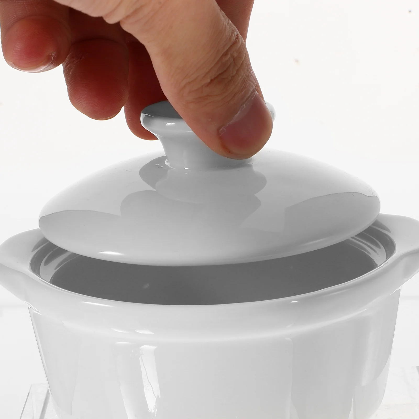 

Ceramic Soup Bowl Double Ears with Lid Stylish Serving for Rice Soup Steamed Ramen Decorative Kitchen Multi-Function