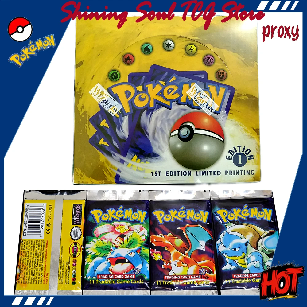 

Pokémon DIY Cards Whole Set 36 Packs 1ST Edition Classic Base Proxy Cards Charizard Abra Ivysaur Blastoise Collection Toys Gifts