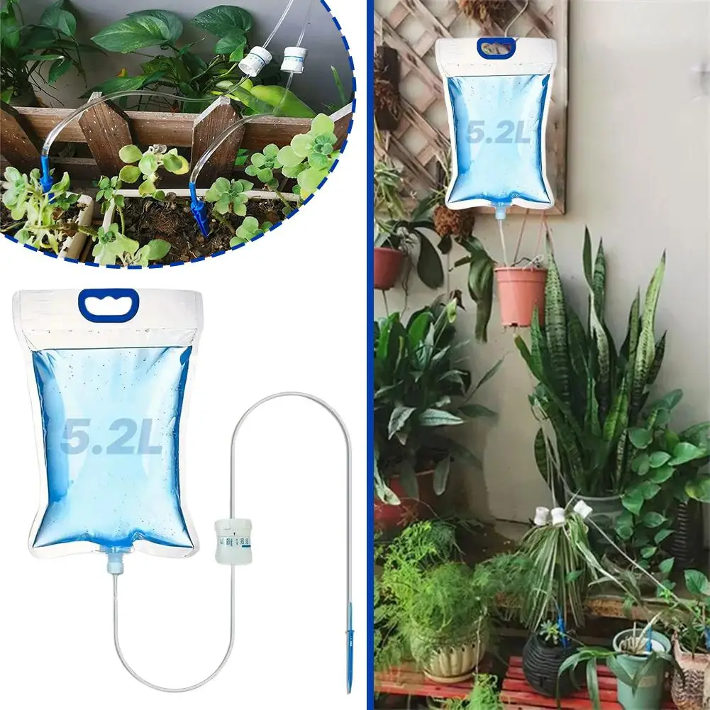 1/2/5pcs 5.2L Automatic Watering Device Plant Watering Bag Control Of Water Dripping Flow Water Bag Lazy Travel Dripper