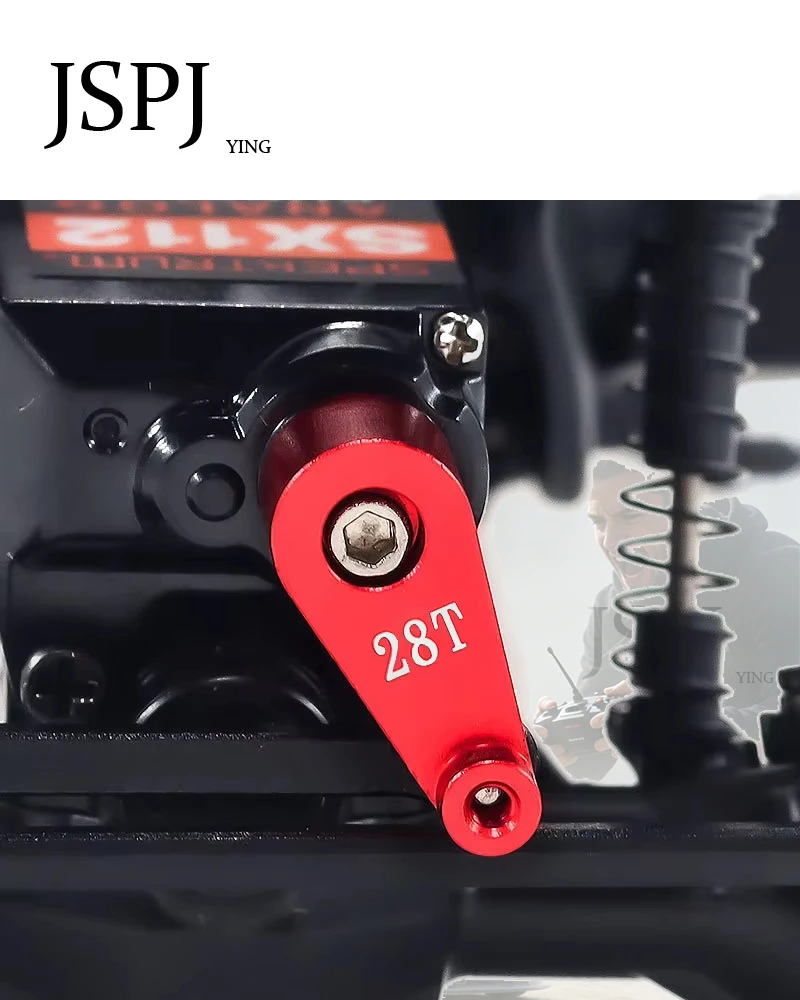 1/30 Axial SCX30 CNC Metal 28T Servo Arm Horn, Heavy Duty Servo Saver Replacement Spare Parts for Mini RC Crawler Modification