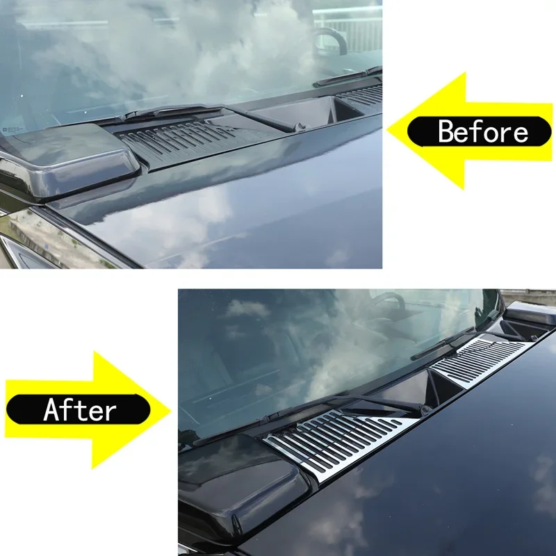 

For 2003-2009 Hummer H2 Stainless Steel Silver Car Hood Engine Cover Trim Sequin Sticker Car Exterior Decorative Accessories