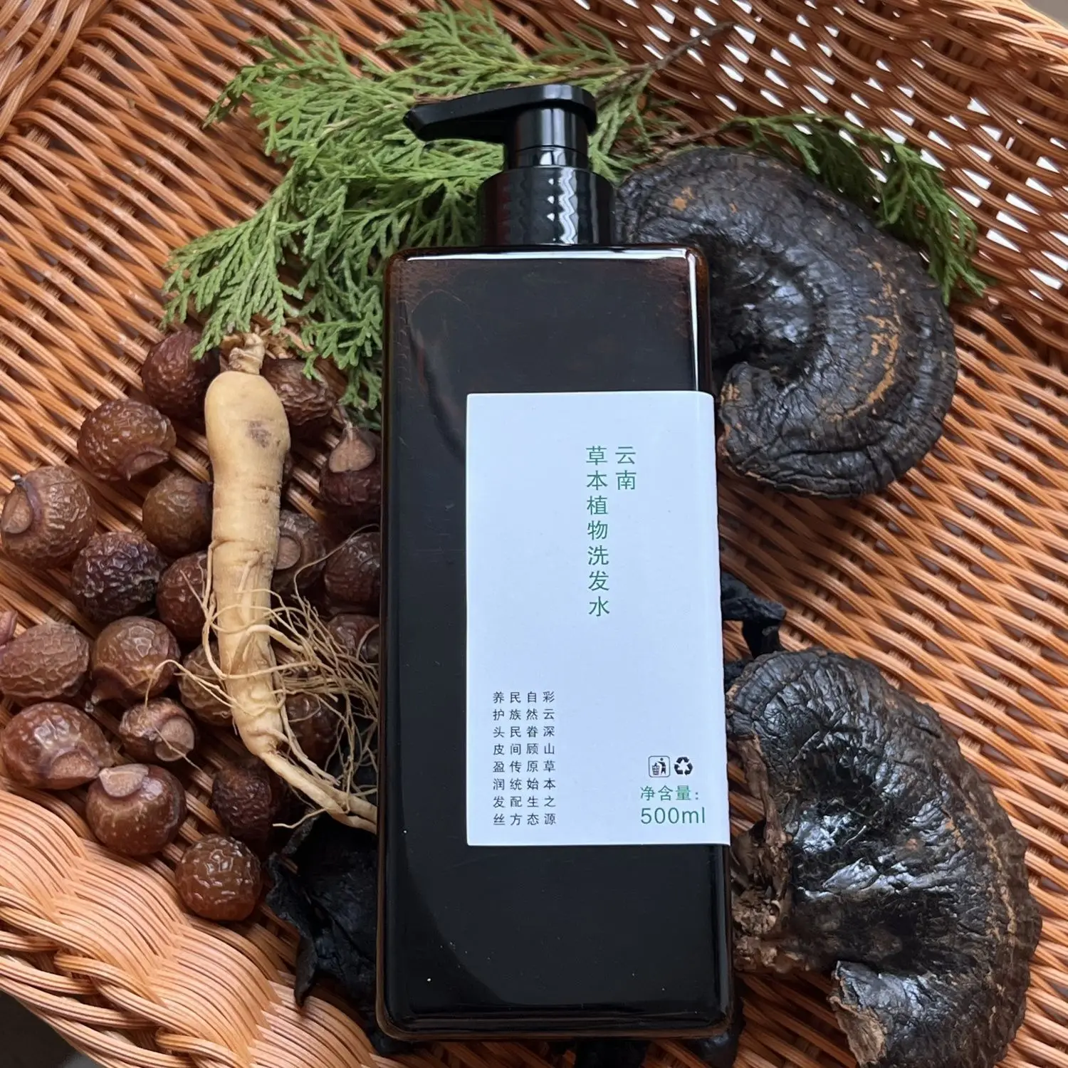 

Yunnan Herbal Shampoo with Biota & Fo-Ti, Amino Acid Formula for Dandruff & Itch Relief, Controls Oil