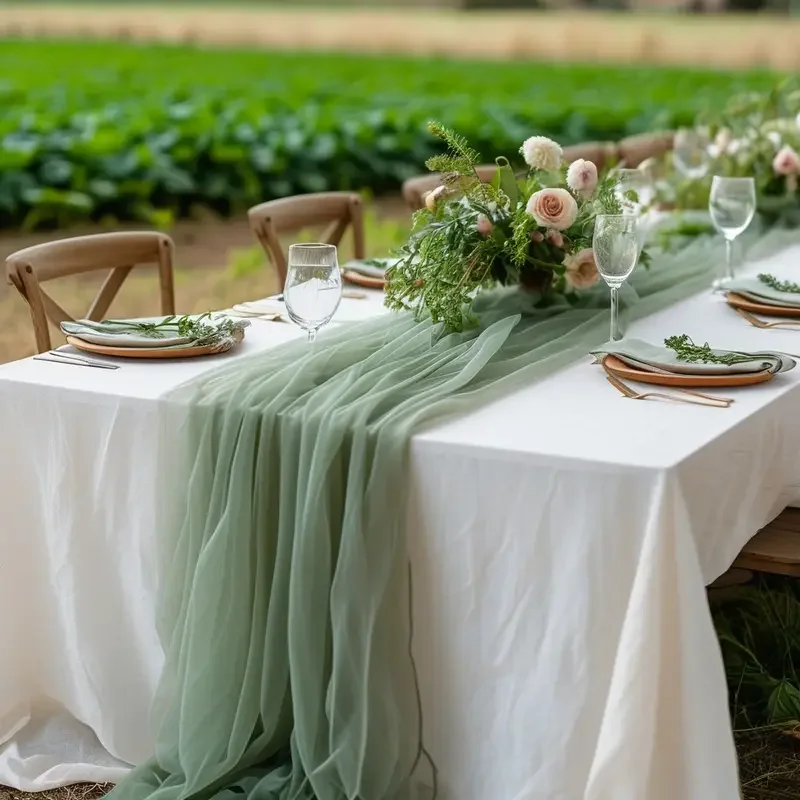 Tulle Fabric DIY Decor Table Runner  XMS Party Event  Sheer Mesh Fabric  Elegant Material Wedding Accessorie Chair Bows Backdrop