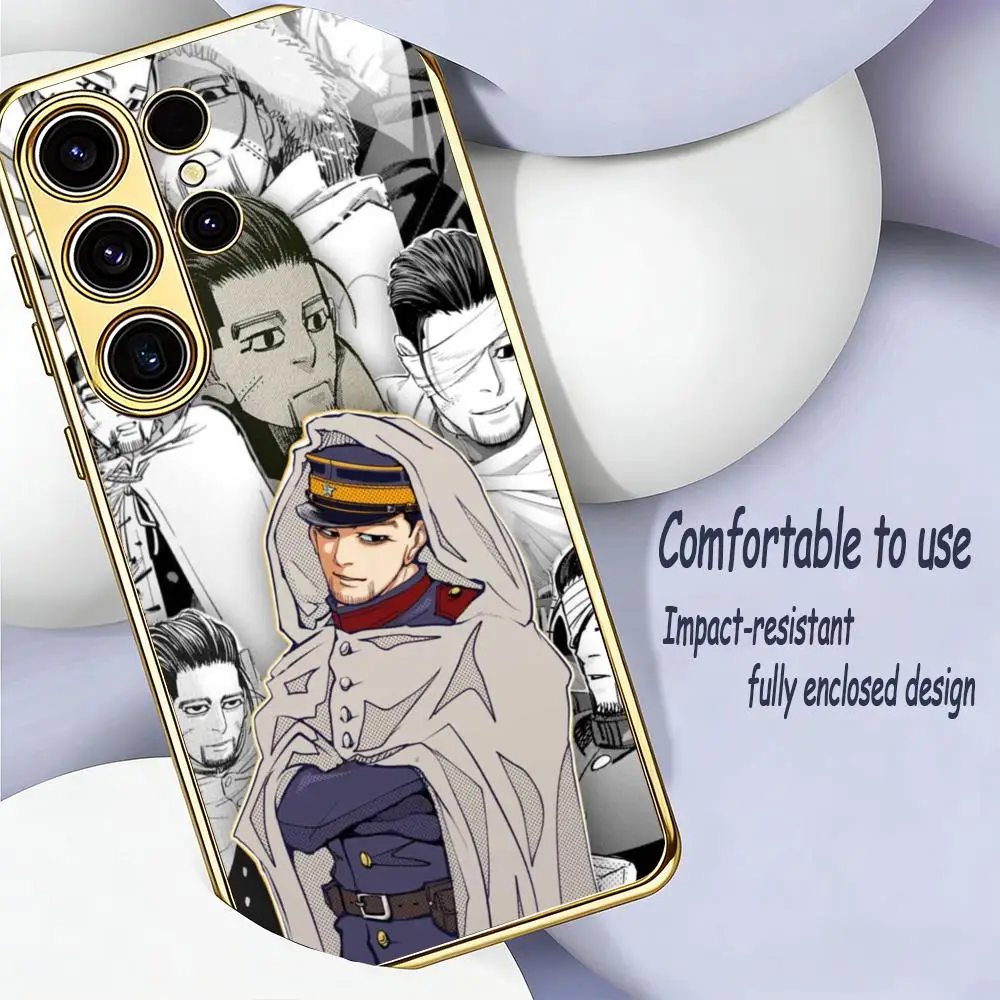anime GOLDEN KAMUY Phone Case For Samsung S26 S25 S24 S23 S22 S21 Plus Ultra FE Edge Electroplated glass view 2