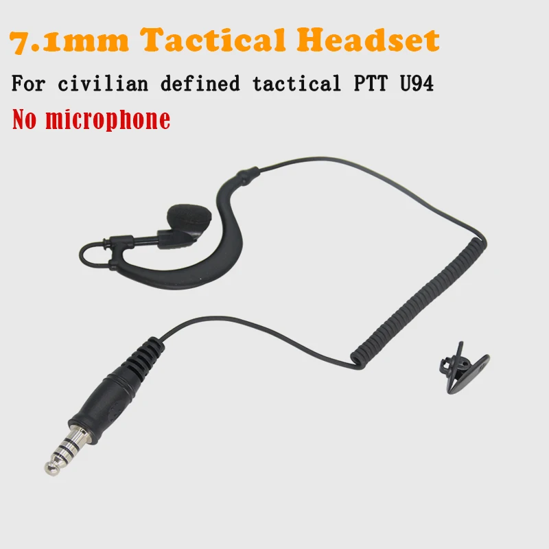 Fone de Ouvido com Gancho de 7.0mm para Uso Individual, Compatível com Headsets Civil Peltor Z-Tactical U94, U94/Tac-sky PTT/M51