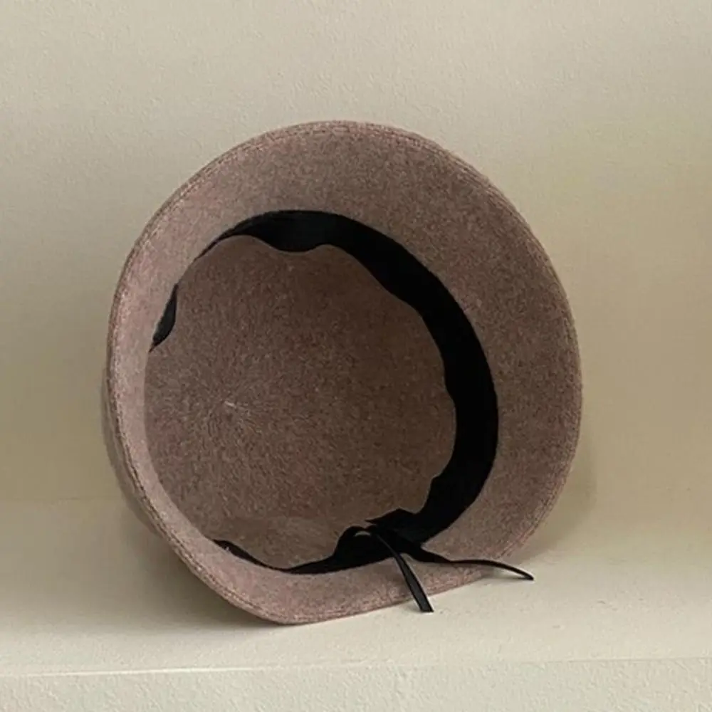 قبعة صياد صوفية كاجوال أنيقة بلون نقي قبعة نسائية رسمية على الطراز الكوري قبعة حوض على الطراز البريطاني في الهواء الطلق #5