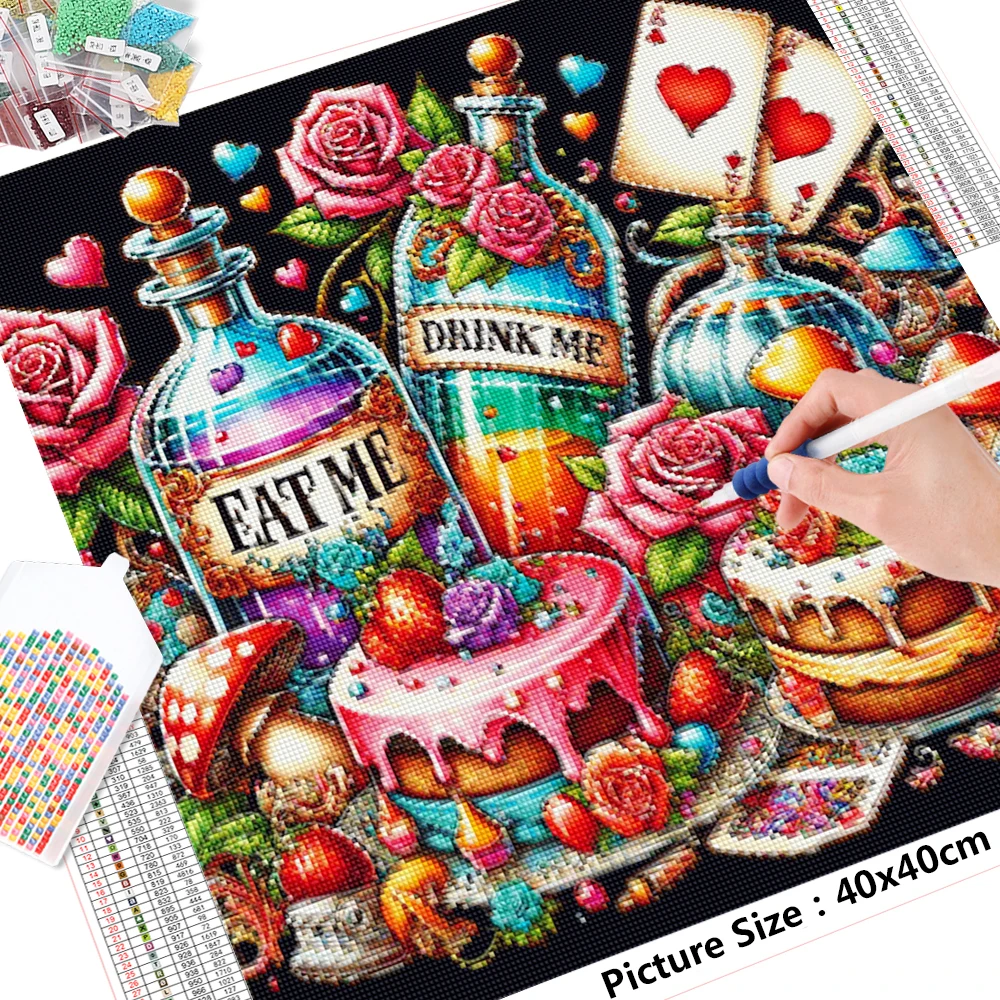 HUACAN Diamond Painting Cartoon Cake Full Square Round Mosaic Rose New Collection 2024 Craft Kit Wall Decor