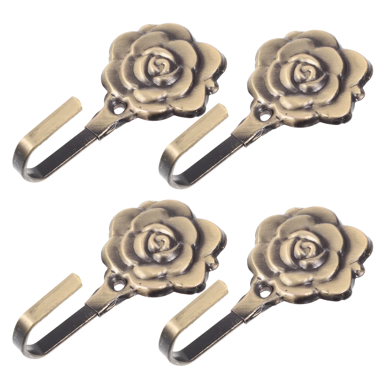 

4set Bronze Rose Hooks Iron Wall Mounted Curtain Holdbacks Bedroom Bathroom Room Drapes Tiebacks Decorative