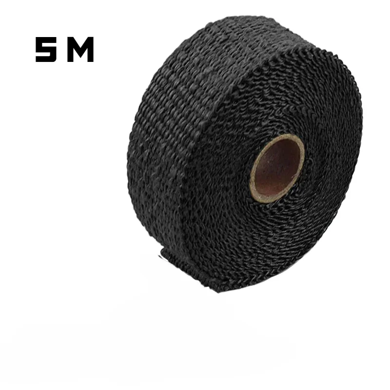 1PC 5m Exhaust Pipe Thermal Heat Wrap Roll Insulation Motorcycle Fiberglass Heat Shield Tape Insulation Cotton Banana Cloth