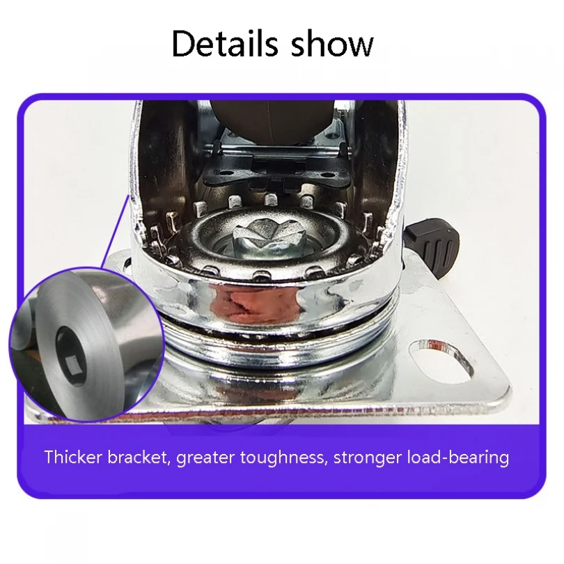 1pc 2 inch PU Crystal Transparent Caster Wheel with Brake,360° Degree Plate, Heavy Duty 35kg Load Capacity for Cart / Dresser