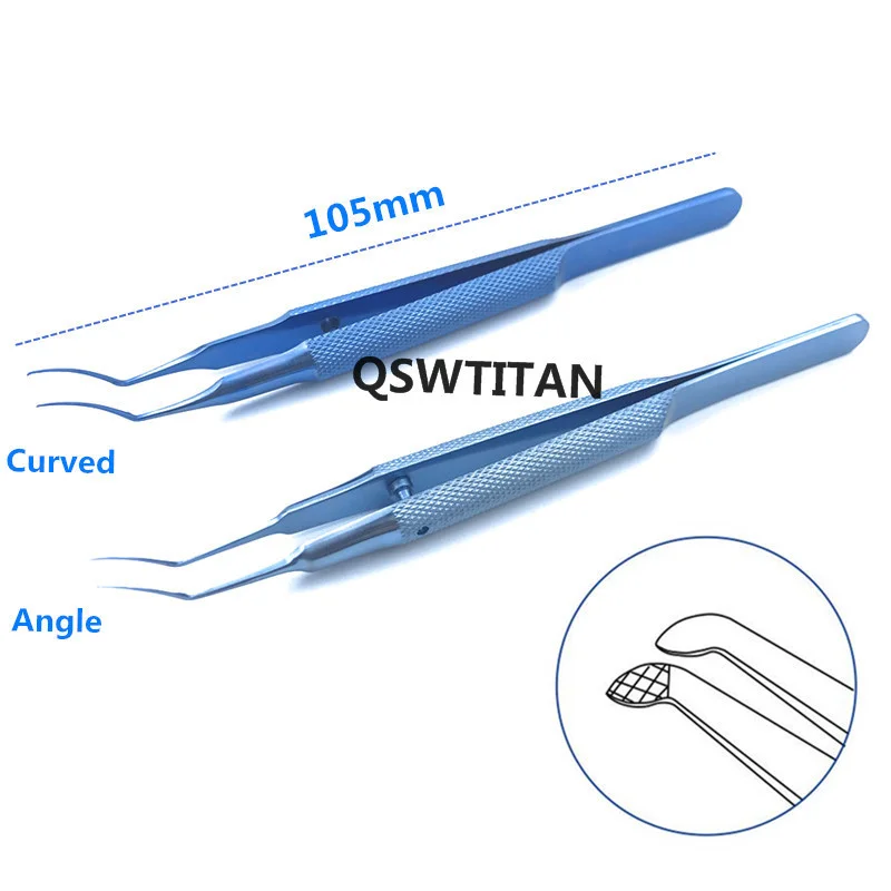 Capsulorhexis Forceps Titanium 105mm Round handle Tape Location Ophthalmic Surgical Instrument Curved Angle