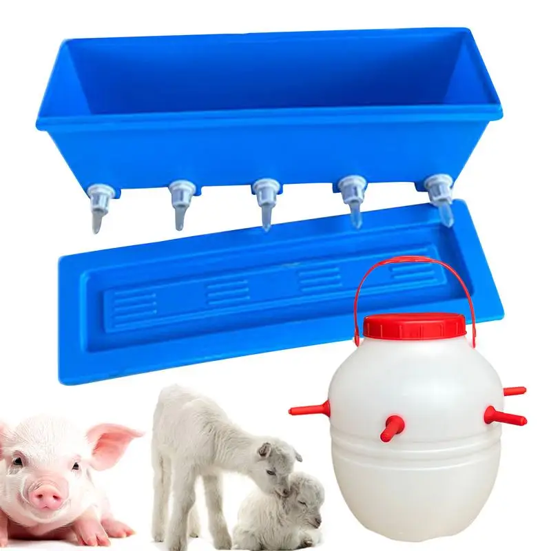

Multi-pacifier Lamb Bottle Milk Nursing Feeding Bucket Reusable Lamb Feeder Milk Bottle Animal Feeding Supplies Easy to Clean