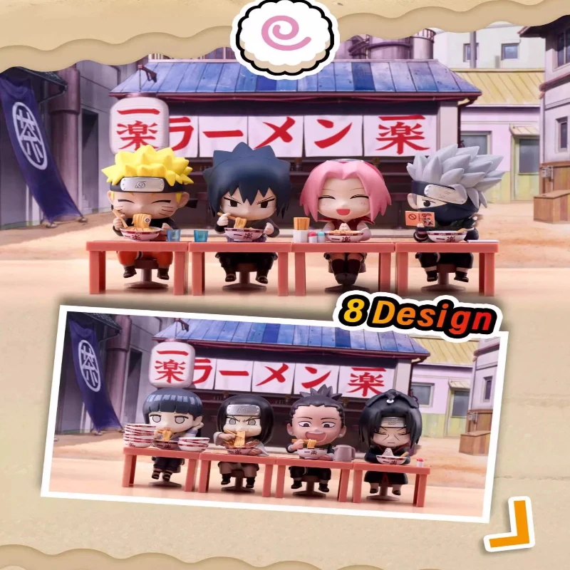 Genuino Naruto Shippuden Lamian fideos caja ciega de moda Uchiha Sasuke Hatake Kakashi tema Chibi adorno de mesa regalo