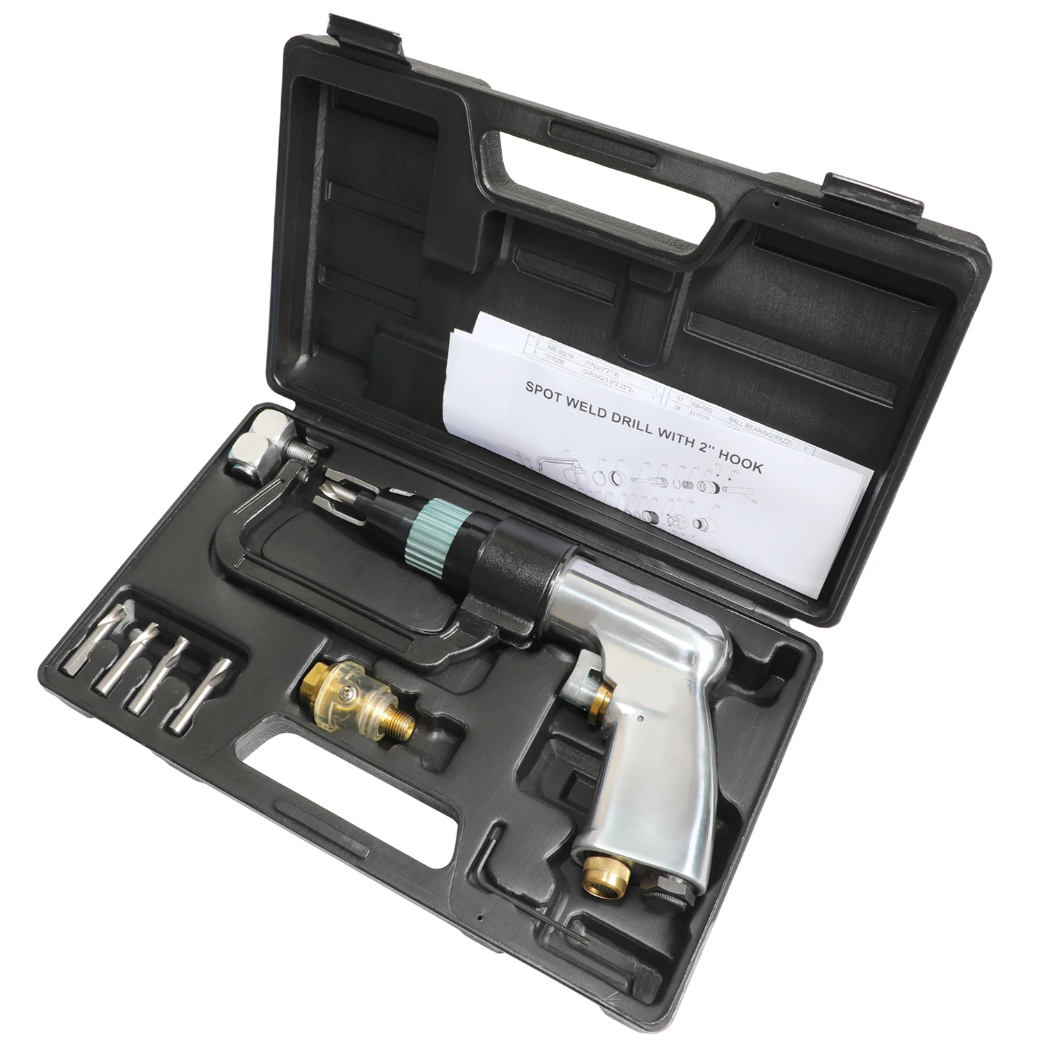 HotHotTaiwan Air Car Welding Spot Weld Drill 6.5mm 8mm Drill Bits Pneumatic Spot Weld Drill Gun W/Hook Remove Eraser